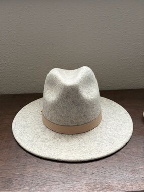 Lack Of Color Cream Wide Brim Fedora with Tan Band